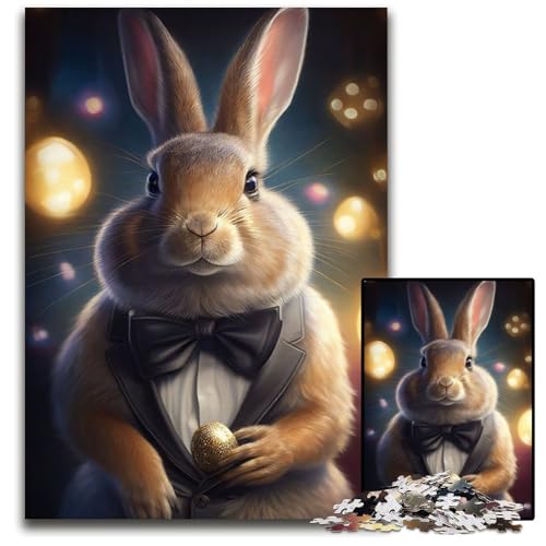 Kaninchenkostüm-Tierpuzzle 1000 Teile für Erwachsene, Puzzle, Denkspiel für Teenager, 26x38cm/10,23x14,96 Zoll von JIANGENNF