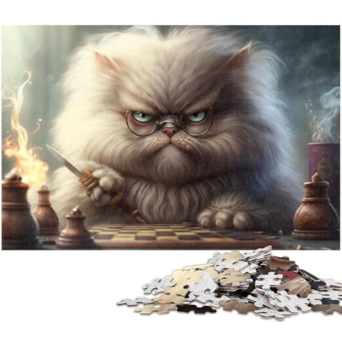 Katze spielt Schach, Puzzles für 1000 Teile, Kartonpuzzles, anspruchsvolles DIY-Denkspiel, perfektes Familienspiel oder dekoratives Geschenk, 26 x 38 cm / 10,23 x 14,96 Zoll Katze spielt Schach, Puzzles für 1000 Teile, Kartonpuzzles, anspruchsvolles DIY-Denkspiel, perfektes Familienspiel oder dekoratives Geschenk, 26 x 38 cm / 10,23 x 14,96 Zoll von JIANGENNF
