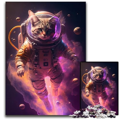 Katzen-Astronauten-Puzzle für Erwachsene, 1000 Teile, schwierige Puzzles für Erwachsene, ideal für Liebhaber, perfektes Weihnachts-, Neujahrs-, Valentinstagsgeschenk, 26x38cm/10,23x14,96 Zoll Katzen-Astronauten-Puzzle für Erwachsene, 1000 Teile, schwierige Puzzles für Erwachsene, ideal für Liebhaber, perfektes Weihnachts-, Neujahrs-, Valentinstagsgeschenk, 26x38cm/10,23x14,96 Zoll von JIANGENNF