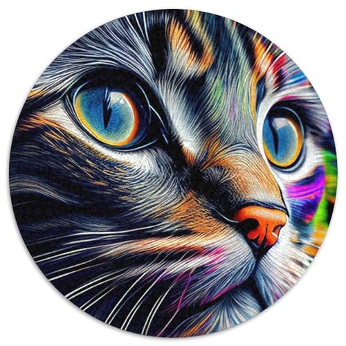 Katzen-Pop-Art-Tiergesicht-Puzzle für Erwachsene, 1000-teiliges Puzzle für Erwachsene, pädagogisches Denkspiel, künstlerische Heim- und Bürodekoration, ab 14 Jahren (Größe 67,5 x 67,5 cm) von JIANGENNF
