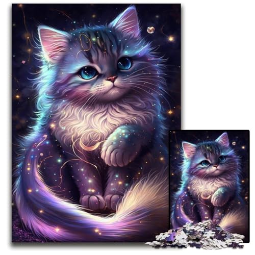 Katzen-Puzzle, 1000 Teile, Holzpuzzle für Erwachsene, für Reiseliebhaber und Paare, anspruchsvolles Spielzeug, 50x75cm/19,68x29,52 Zoll von JIANGENNF