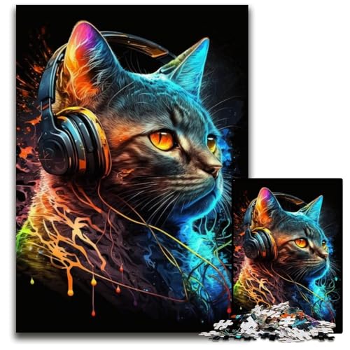 Katzen-Puzzle, 1000 Teile, Karton, für Erwachsene, für Reiseliebhaber und Paare, anspruchsvolles Spielzeug, 26x38cm/10,23x14,96 Zoll von JIANGENNF