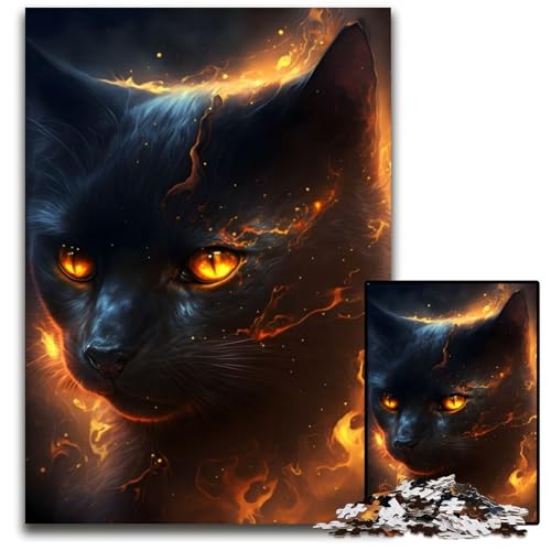 Katzen-Puzzle 1000 Teile für Erwachsene, Holzpuzzle, perfekt für Halloween, Weihnachten, Geburtstagsgeschenk, 50x75cm/19,68x29,52 Zoll von JIANGENNF