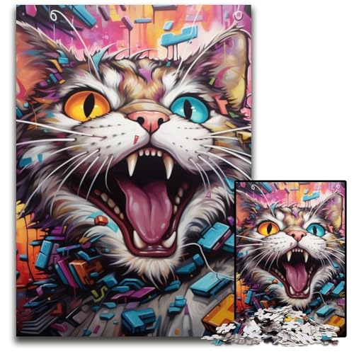 Katzen-Puzzle für Erwachsene, 1000 Holzpuzzles, Denkspiel, interaktives Familienspiel, geeignet für Kinder ab 14 Jahren, 50x75cm/19,68x29,52 Zoll von JIANGENNF