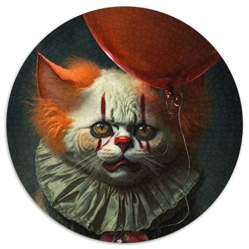 Katzen-Puzzle für Erwachsene, 1000 Teile, rundes Puzzle mit 1000 Teilen, farbenfrohe Heimdekoration und interaktives Familienspiel, (Größe 67,5 x 67,5 cm) von JIANGENNF