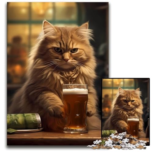 Katzenbier-Puzzle für Erwachsene, 1000 Teile, anspruchsvolle Puzzles, Teenager, Paare und Freunde zum Geburtstag, Weihnachten, 50x75cm/19,68x29,52 Zoll Katzenbier-Puzzle für Erwachsene, 1000 Teile, anspruchsvolle Puzzles, Teenager, Paare und Freunde zum Geburtstag, Weihnachten, 50x75cm/19,68x29,52 Zoll von JIANGENNF