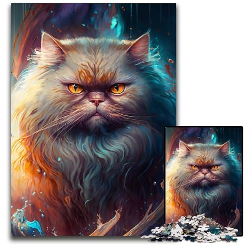 Katzengemälde, 1000-teiliges Puzzle, schwierige Puzzles für Erwachsene, Weihnachten, Halloween, Ostern, Neujahr, 26x38cm/10,23x14,96 Zoll von JIANGENNF