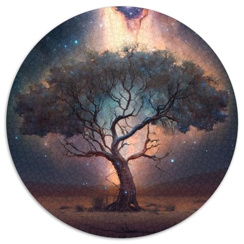 Kosmischer Lebensbaum-Puzzle für Erwachsene, 1000 Teile, rundes Puzzle mit 1000 Teilen, farbenfrohe Heimdekoration und interaktives Familienspiel, (Größe 67,5 x 67,5 cm) von JIANGENNF