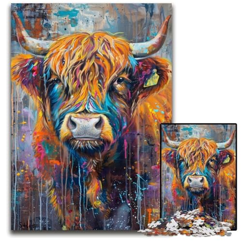Kunst-Ölgemälde, Bergkuh-Puzzles für 1000 Teile, Puzzles für Erwachsene, Muttertag, Geburtstag, Weihnachten, 26x38cm/10,23x14,96 Zoll von JIANGENNF