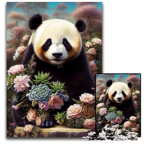 Kunstblume mit Panda-Puzzle für Erwachsene, 1000 Teile, Holzpuzzle, interaktives Familienspiel, Denksportaufgabe, Lernspielzeug, 50x75cm/19,68x29,52 Zoll Kunstblume mit Panda-Puzzle für Erwachsene, 1000 Teile, Holzpuzzle, interaktives Familienspiel, Denksportaufgabe, Lernspielzeug, 50x75cm/19,68x29,52 Zoll von JIANGENNF