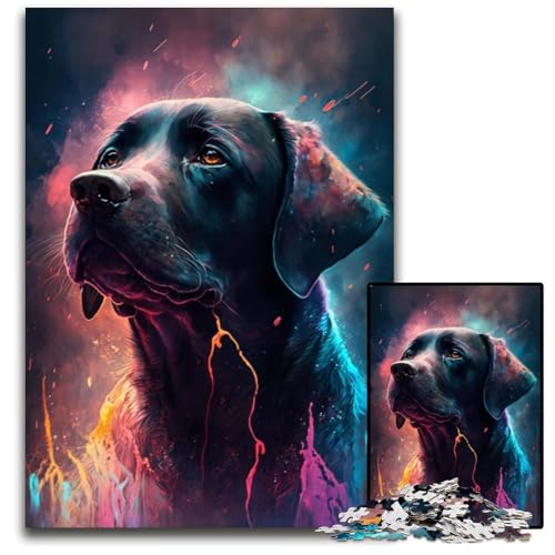 Labrador-Puzzles 1000 Teile für Erwachsene, Holzpuzzles, Weihnachten, Halloween, Ostern, Neujahr, 50x75cm/19,68x29,52 Zoll von JIANGENNF