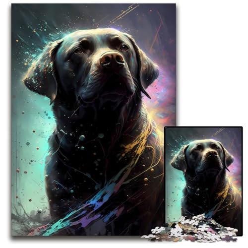 Labrador Retriever Hund 1000-teiliges Puzzle für Erwachsene, anspruchsvolles Denkspiel – entspannendes Spielzeug für Teenager, 26x38cm/10,23x14,96 Zoll von JIANGENNF