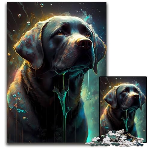 Labrador Retriever Hund 1000-teiliges Puzzle für Erwachsene, anspruchsvolles Denkspiel – entspannendes Spielzeug für Teenager, 26x38cm/10,23x14,96 Zoll von JIANGENNF