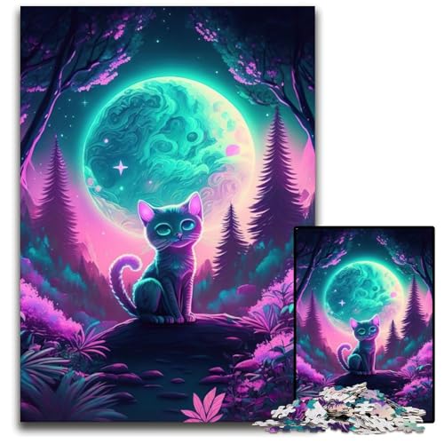 Landschaftskatzen-Puzzle, 1000 Teile, Holzpuzzle, Weihnachten, Halloween, Ostern, Neujahr, 50x75cm/19,68x29,52 Zoll Landschaftskatzen-Puzzle, 1000 Teile, Holzpuzzle, Weihnachten, Halloween, Ostern, Neujahr, 50x75cm/19,68x29,52 Zoll von JIANGENNF