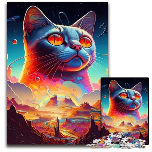Landschaftskatzen-Puzzle, 1000 Teile, Holzpuzzle, Weihnachten, Halloween, Ostern, Neujahr, 50x75cm/19,68x29,52 Zoll Landschaftskatzen-Puzzle, 1000 Teile, Holzpuzzle, Weihnachten, Halloween, Ostern, Neujahr, 50x75cm/19,68x29,52 Zoll von JIANGENNF