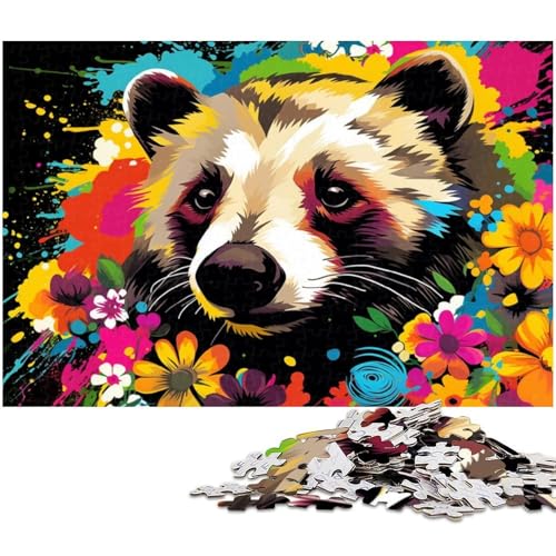 Lemur Flowers Puzzle für Erwachsene 1000 Teile Puzzle Interaktives Familienspiel, DIY-Heimdekoration, Denksport-Geschenk 26 x 38 cm / 10,23 x 14,96 Zoll von JIANGENNF