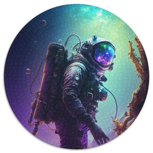 Lila Astronauten-Puzzle, 1000 Teile, Karton-Puzzle für Erwachsene, Geburtstagsgeschenkidee, anspruchsvolles Denkspiel (Größe 67,5 x 67,5 cm) von JIANGENNF