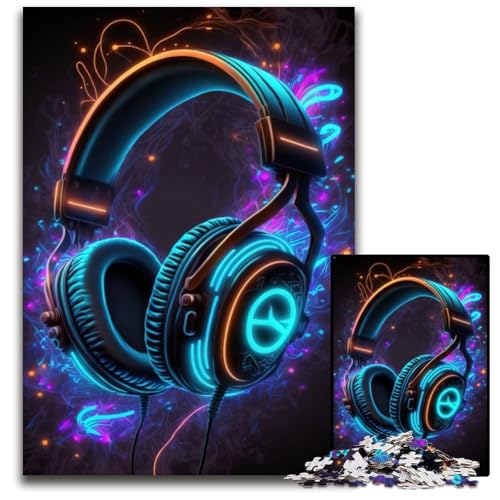 Live-Musik-Neon-Puzzle, 1000 Teile, anspruchsvolles Puzzle, Denksportaufgabe und Heimdekoration, 26x38cm/10,23x14,96 Zoll von JIANGENNF