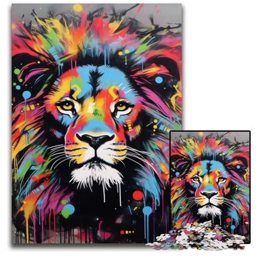 Löwen-Graffiti-Kunst, 1000-teiliges Puzzle, anspruchsvolle Puzzles, interaktives Familienspiel, Denksportaufgabe, Lernspielzeug, 50x75cm/19,68x29,52 Zoll Löwen-Graffiti-Kunst, 1000-teiliges Puzzle, anspruchsvolle Puzzles, interaktives Familienspiel, Denksportaufgabe, Lernspielzeug, 50x75cm/19,68x29,52 Zoll von JIANGENNF