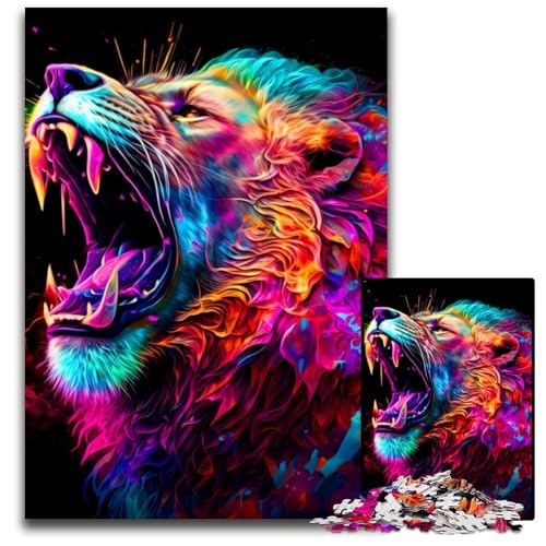 Löwen-Puzzle, 1000 Teile, Holzpuzzle, Weihnachten, Halloween, Ostern, Neujahr, 50x75cm/19,68x29,52 Zoll Löwen-Puzzle, 1000 Teile, Holzpuzzle, Weihnachten, Halloween, Ostern, Neujahr, 50x75cm/19,68x29,52 Zoll von JIANGENNF
