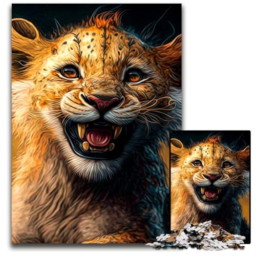 Löwen-Puzzle, 1000 Teile, Holzpuzzle, Weihnachten, Halloween, Ostern, Neujahr, 50x75cm/19,68x29,52 Zoll Löwen-Puzzle, 1000 Teile, Holzpuzzle, Weihnachten, Halloween, Ostern, Neujahr, 50x75cm/19,68x29,52 Zoll von JIANGENNF