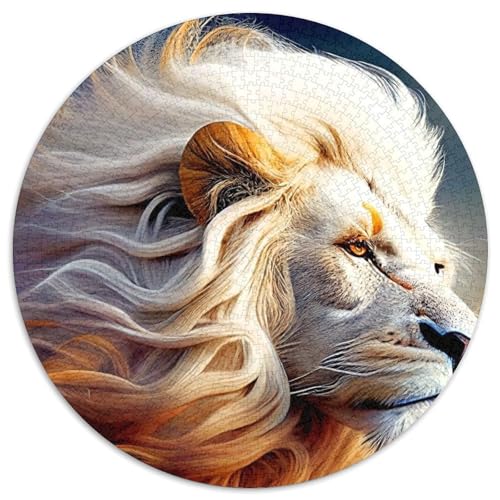 Löwen-Puzzle für Erwachsene, 1000 Teile, 1000-teiliges rundes Puzzle für Erwachsene, hochschwieriges Denkspiel für Teenager (Größe 67,5 x 67,5 cm) von JIANGENNF