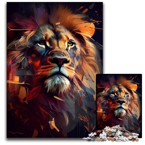 Löwengemälde, 1000-teiliges Puzzle für Erwachsene, anspruchsvolles Denkspiel – entspannendes Spielzeug für Teenager, 50x75cm/19,68x29,52 Zoll von JIANGENNF