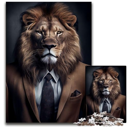 Löwenkostüm-Puzzle für Erwachsene, 1000 Teile, Denkspiel für Jugendliche und Familieninteraktion, 50x75cm/19,68x29,52 Zoll von JIANGENNF