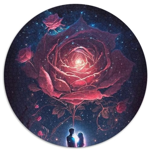 Love Rose Puzzle 1000 Teile, runde Puzzles mit 1000 Teilen für Erwachsene, Lernspielzeug für Jugendliche, Heimbüro-Dekor (Größe 67,5 x 67,5 cm) von JIANGENNF