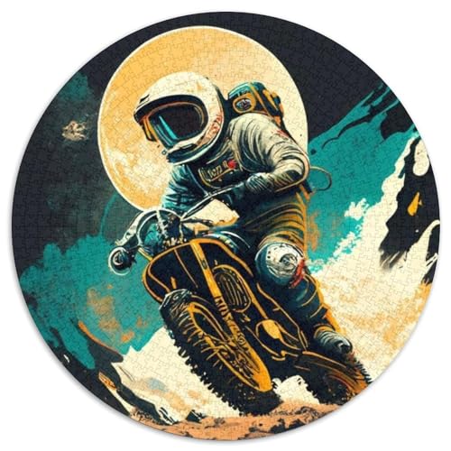 Lustiges Astronauten-im-Weltraum-Puzzle für Erwachsene, 1000-teiliges, rundes Puzzle, interaktives Familienspiel, Denksportaufgabe als Geschenk, Lernspielzeug (Größe 67,5 x 67,5 cm) von JIANGENNF