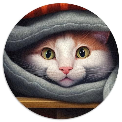 Lustiges Katzengesicht, süßes Tierpuzzle, 1000 Teile, Papppuzzle für Erwachsene, Geburtstagsgeschenkidee, anspruchsvolles Denkspiel (Größe 67,5 x 67,5 cm) von JIANGENNF