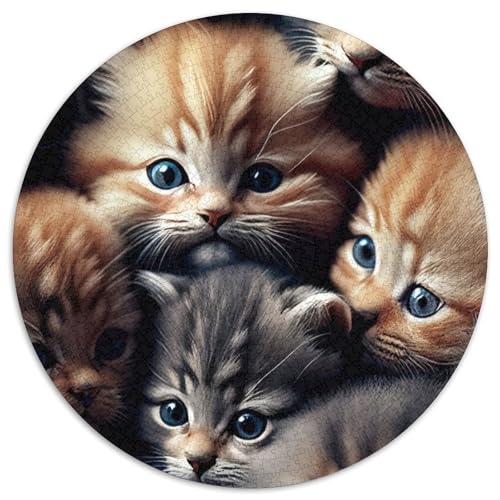 Lustiges Katzenhaufen-Puzzle 1000 Teile für Erwachsene, 1000-teiliges rundes Puzzle für Erwachsene, Lernspielzeug für Teenager, Heimbüro-Dekor (Größe 67,5 x 67,5 cm) von JIANGENNF