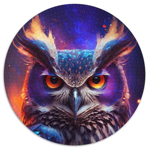 Magic Owl Puzzle für 1000 Teile, rund, 1000 Teile, für Erwachsene, ideal für Familienspaß, Entspannung (Größe 67,5 x 67,5 cm) von JIANGENNF
