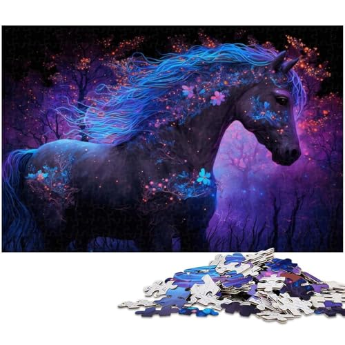 Magisches Pferde-Tiere-Puzzle, 1000 Teile, Kartonpuzzle, DIY-Dekoration, Gehirn-Herausforderung, für Erwachsene, Familie, 26 x 38 cm / 10,23 x 14,96 Zoll Magisches Pferde-Tiere-Puzzle, 1000 Teile, Kartonpuzzle, DIY-Dekoration, Gehirn-Herausforderung, für Erwachsene, Familie, 26 x 38 cm / 10,23 x 14,96 Zoll von JIANGENNF