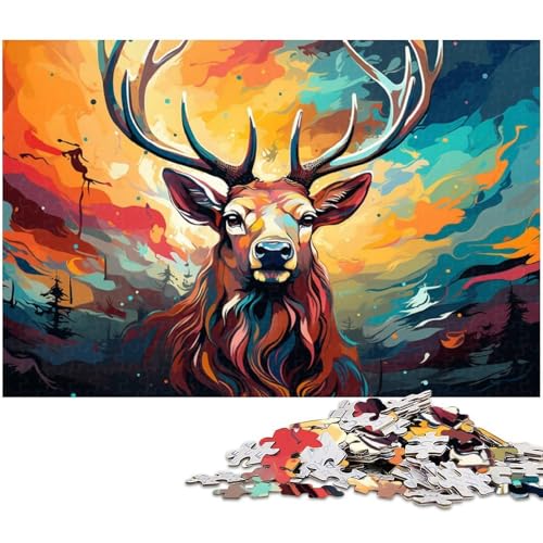 Malen von bunten Hirschen, Puzzle für Erwachsene, 1000 Teile, interaktives Familienspiel, Heimdekoration zum Selbermachen, Denksportaufgabe, Geschenk, 26 x 38 cm / 10,23 x 14,96 Zoll Malen von bunten Hirschen, Puzzle für Erwachsene, 1000 Teile, interaktives Familienspiel, Heimdekoration zum Selbermachen, Denksportaufgabe, Geschenk, 26 x 38 cm / 10,23 x 14,96 Zoll von JIANGENNF
