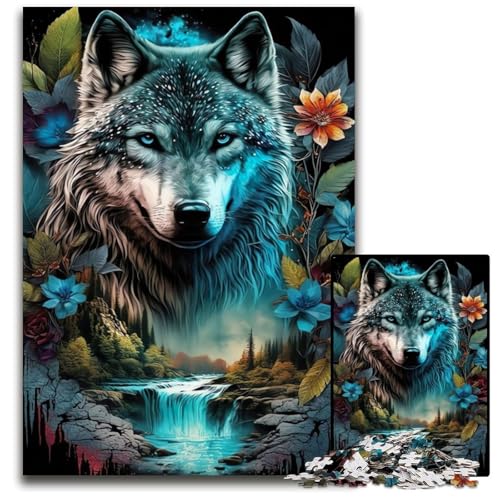 Mandala-Dschungelwolf-Puzzle, 1000 Teile, Puzzle für Erwachsene, anspruchsvolles Denkspiel, entspannendes Spielzeug für Teenager, 26x38cm/10,23x14,96 Zoll von JIANGENNF