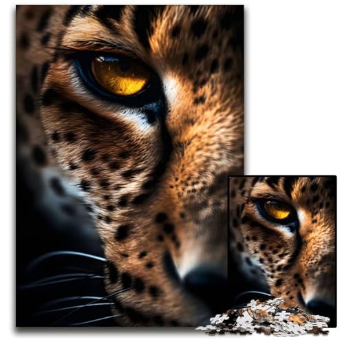 Markantes Gepardenaugen-Makro, 1000-teiliges Puzzle für Erwachsene, anspruchsvolles Denkspiel – entspannendes Spielzeug für Teenager, 26x38cm/10,23x14,96 Zoll von JIANGENNF