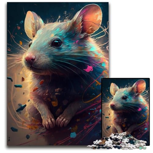 Maus-Mal-Puzzle 1000 Teile für Erwachsene, Holzpuzzle, Geburtstagsgeschenkidee, anspruchsvolles Denkspiel, 50x75cm/19,68x29,52 Zoll von JIANGENNF