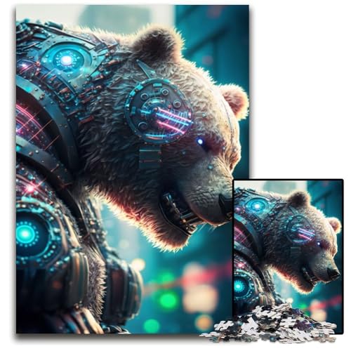 Mechanischer Bär, 1000-teiliges Puzzle für Erwachsene, anspruchsvolles Denkspiel – entspannendes Spielzeug für Teenager, 50x75cm/19,68x29,52 Zoll von JIANGENNF