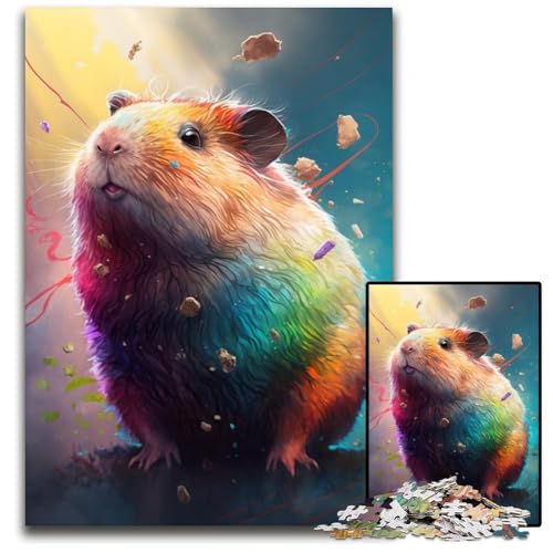Meerschweinchen-Mal-Puzzle, 1000 Teile, für Erwachsene, Holzpuzzle, Geburtstagsgeschenkidee, anspruchsvolles Denkspiel, 50x75cm/19,68x29,52 Zoll von JIANGENNF