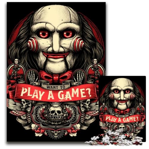 Möchten Sie EIN Spiel Spielen? Puzzles 1000 Teile für Erwachsene aus Pappe Weihnachten, Halloween, Ostern, Neujahr, 26x38cm/10,23x14,96 Zoll von JIANGENNF