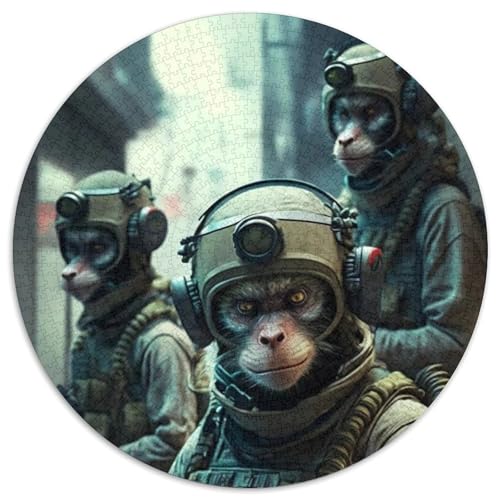 Monkey Troops Puzzle 1000 Teile für Erwachsene, 1000-teiliges rundes Puzzle für Erwachsene, Lernspielzeug für Teenager, Heimbüro-Dekor (Größe 67,5 x 67,5 cm) von JIANGENNF