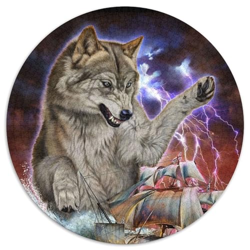 Monster Titan Wolf Kraken Puzzle für Erwachsene 1000 Teile 1000-teiliges rundes Puzzle für Erwachsene, hochschwieriges Denkspiel für Teenager (Größe 67,5 x 67,5 cm) von JIANGENNF