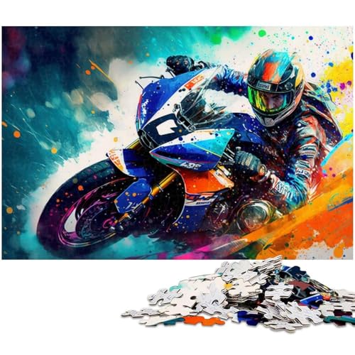 Motorradrennfahrer-Puzzle, 1000 Teile, Holzpuzzle, kreatives Familienspiel und Heimdekoration, Teenager, 50 x 75 cm / 19,68 x 29,52 Zoll Motorradrennfahrer-Puzzle, 1000 Teile, Holzpuzzle, kreatives Familienspiel und Heimdekoration, Teenager, 50 x 75 cm / 19,68 x 29,52 Zoll von JIANGENNF