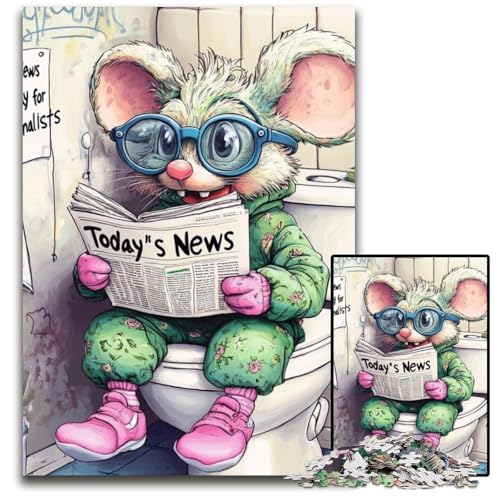 Mouse Go Toiletten-Puzzle, 1000 Teile, Holzpuzzle, Weihnachten, Halloween, Ostern, Neujahr, 50x75cm/19,68x29,52 Zoll Mouse Go Toiletten-Puzzle, 1000 Teile, Holzpuzzle, Weihnachten, Halloween, Ostern, Neujahr, 50x75cm/19,68x29,52 Zoll von JIANGENNF