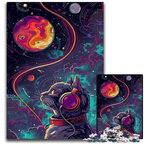 Musik-Astronauten-Katze-Puzzle für Erwachsene, 1000 Teile, anspruchsvolle Puzzles, kreatives Familienspiel und Heimdekoration, Teenager, 50x75cm/19,68x29,52 Zoll Musik-Astronauten-Katze-Puzzle für Erwachsene, 1000 Teile, anspruchsvolle Puzzles, kreatives Familienspiel und Heimdekoration, Teenager, 50x75cm/19,68x29,52 Zoll von JIANGENNF