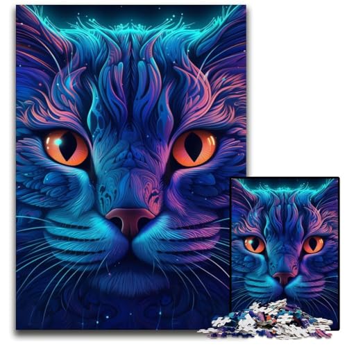 Mysteriöses Katzen-Puzzle für Erwachsene, 1000 Teile, anspruchsvolles Denkspiel für Teenager, unterhaltsames interaktives Spiel für die ganze Familie, 50x75cm/19,68x29,52 Zoll von JIANGENNF
