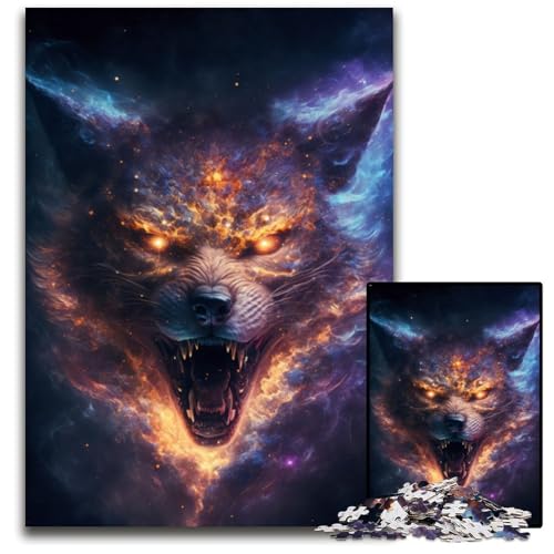Nebula Fury Wolf 1000-teiliges Puzzle für Erwachsene, anspruchsvolles Denkspiel – entspannendes Spielzeug für Teenager, 26x38cm/10,23x14,96 Zoll von JIANGENNF
