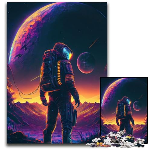 Neon-Astronauten-Puzzle, 1000 Teile, Papppuzzle, Weihnachten, Halloween, Ostern, Neujahr, 26x38cm/10,23x14,96 Zoll Neon-Astronauten-Puzzle, 1000 Teile, Papppuzzle, Weihnachten, Halloween, Ostern, Neujahr, 26x38cm/10,23x14,96 Zoll von JIANGENNF
