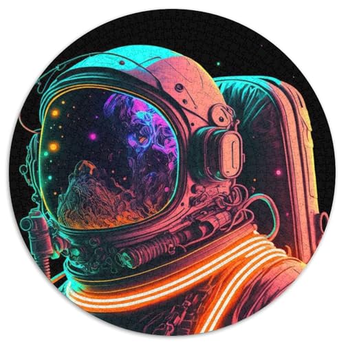 Neon-Astronauten-Puzzle für Erwachsene, 1000-teiliges Puzzle für Erwachsene, pädagogisches Denkspiel, künstlerische Heim- und Bürodekoration, ab 14 Jahren (Größe 67,5 x 67,5 cm) von JIANGENNF